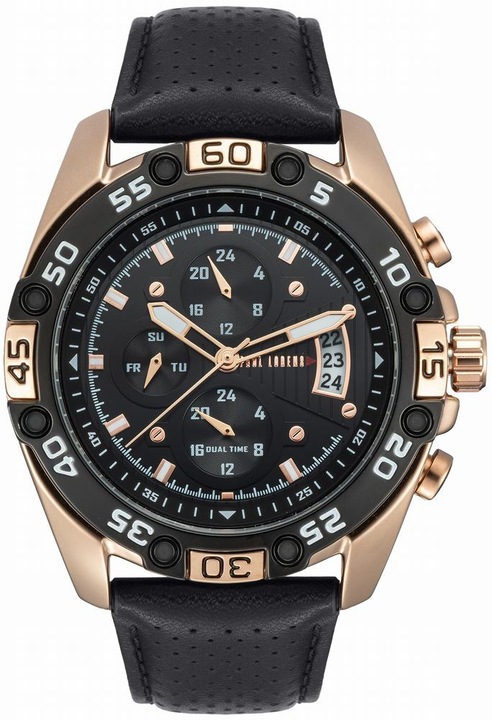 Мъжки часовник Paul Lorens PL8754A5-1A4, черен, кожена каишка, комплект с кутия