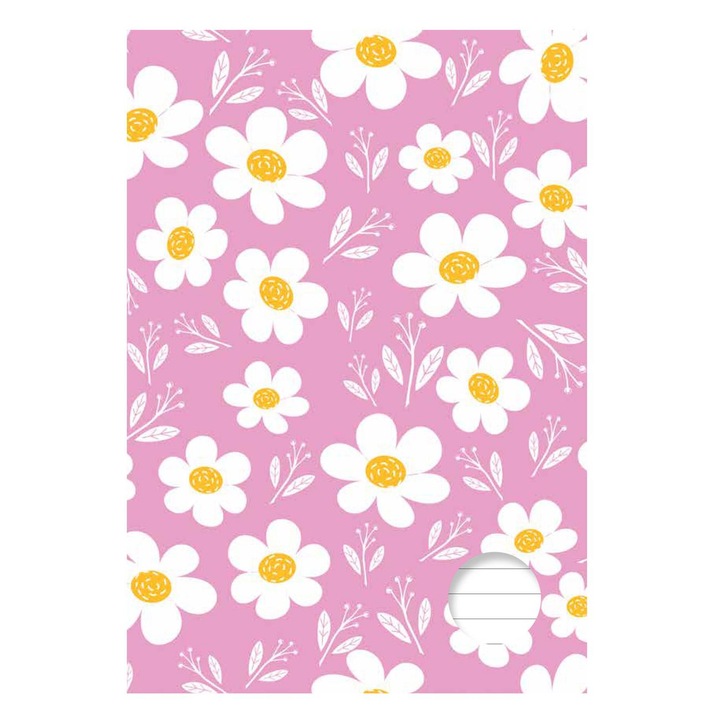 Тетрадка A5 dictando със сива корица и флорален мотив - 60 листа