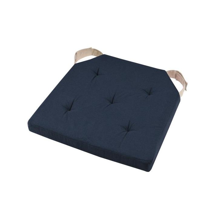 Perna pentru scaun, STOF, Duo, Albastru inchis, 38 x 38 cm, Material, Dreptunghi, Interior, Inchidere cu arici, Umplutura spuma, Grosime 0, 5 cm, Spalare manuala