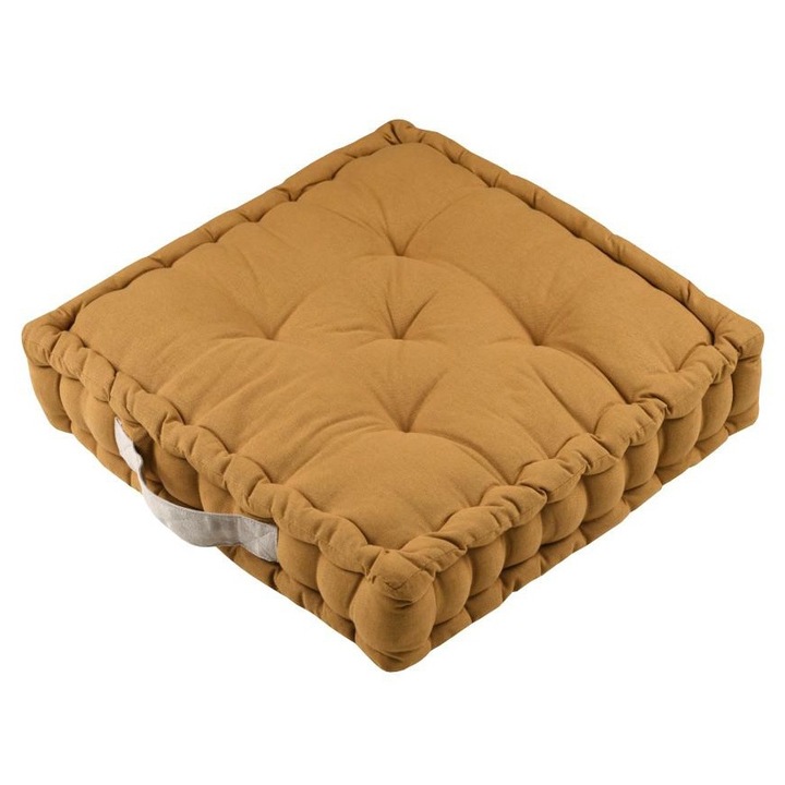 Perne de podea, STOF, Duo, Galben mustar, 45 x 45 cm, Material, Dreptunghi, Interior, Spuma, Grosime 0, 3 m, Pentru adulti, Spalare manuala, Montare usoara