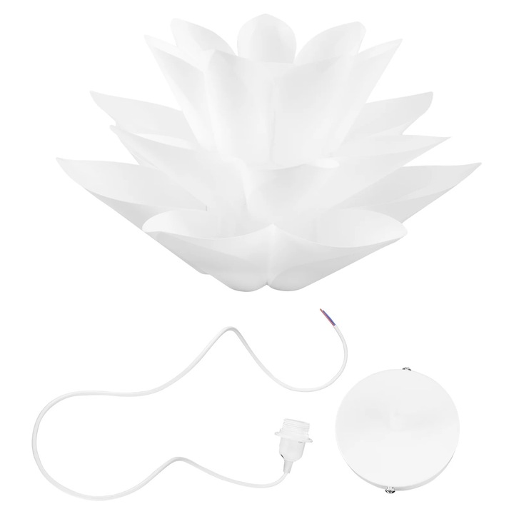 Lustra suspendata Lotus, PVC, alb, 35x35x30cm