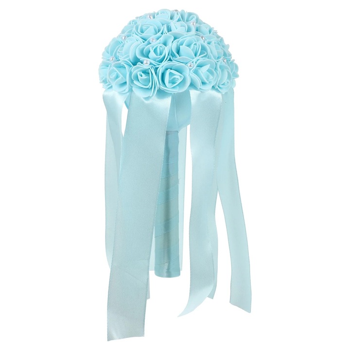 Buchet de mireasa artificial, multicolor, 36x15x14cm, decor pentru nunta