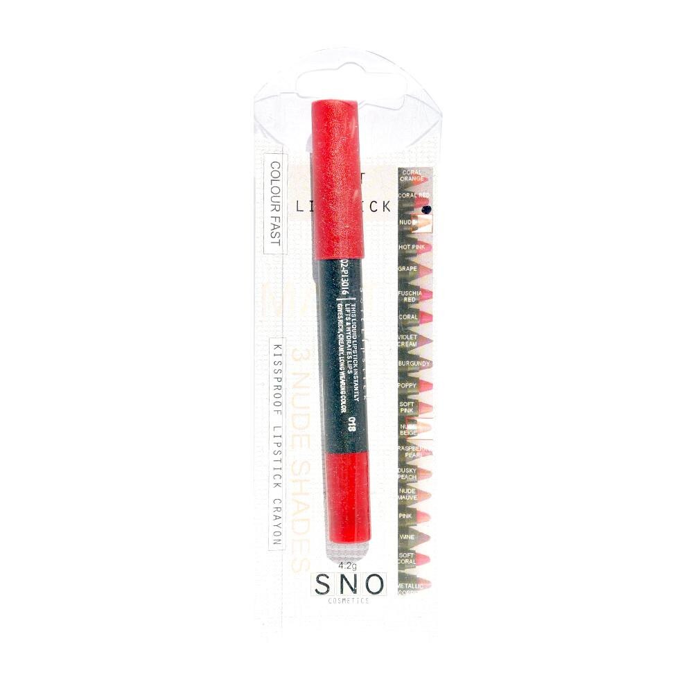 Ruj mat tip creion Saturday Night Out Me Now Kiss Proof Soft Lipstick Pencil Coral Red