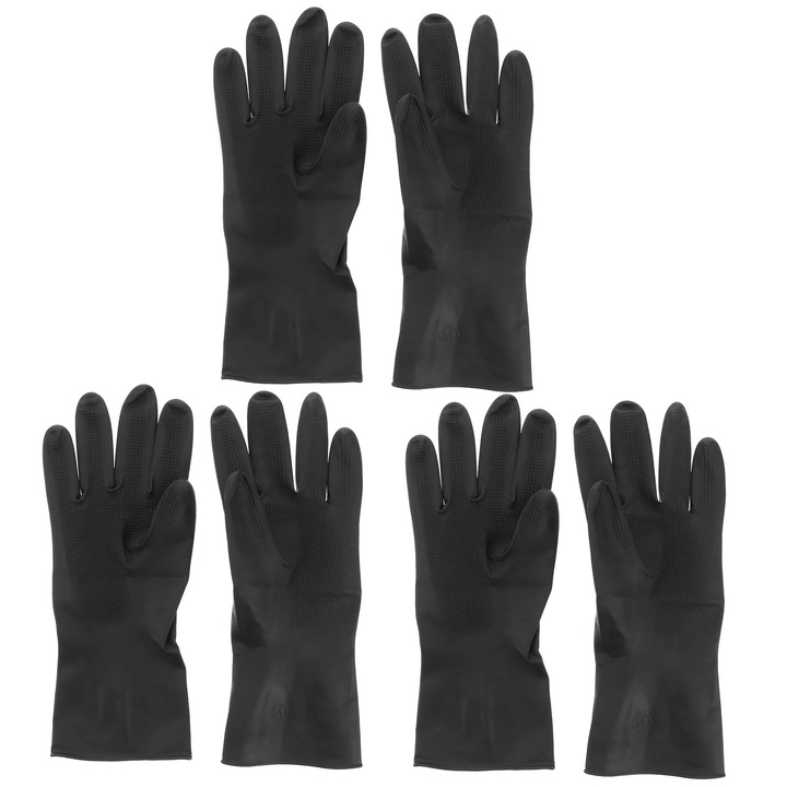 Set manusi pentru vopsit par, 3 perechi, anti-derapante, impermeabile, 25.5x9.5x0.5cm, negru