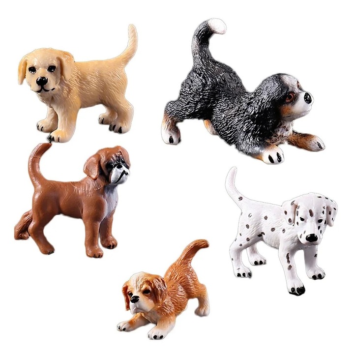 Set 5 figurine caini pentru copii, Plastic, multicolor, 20x15x10cm