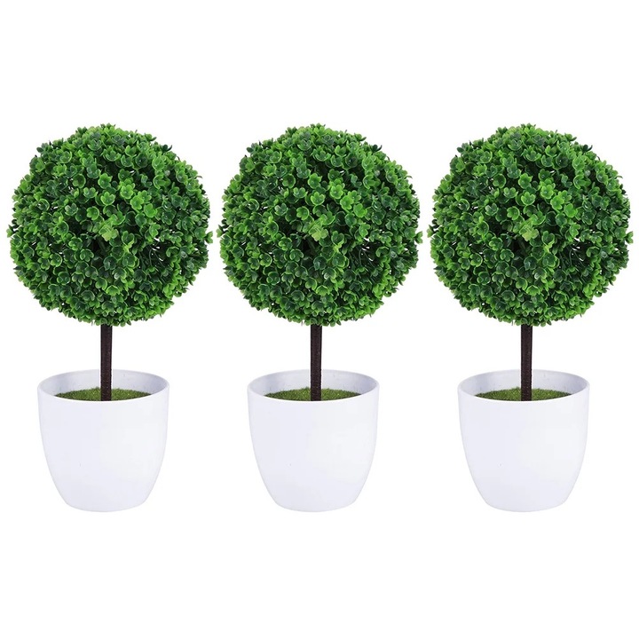 Set 3 bile plante artificiale, verde, 23x12x12cm