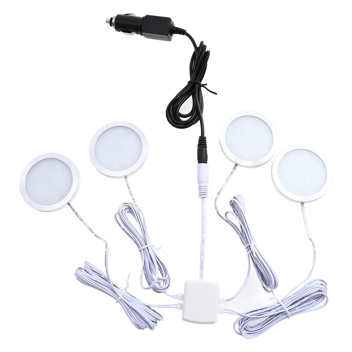 Lampa de tavan rotunda, 4 bucati, 12V, 200 lumeni, 5.90x5.90x0.90cm, multicolor