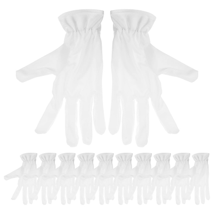 Set de 6 perechi de manusi de inspectie pentru bijuterii, bumbac, alb, 23x10x0.3cm