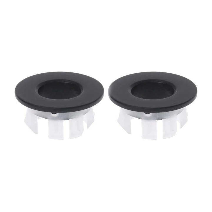 Set 2 capace pentru orificiu de supraplin chiuveta, ABS/Alama, Negru/Gri