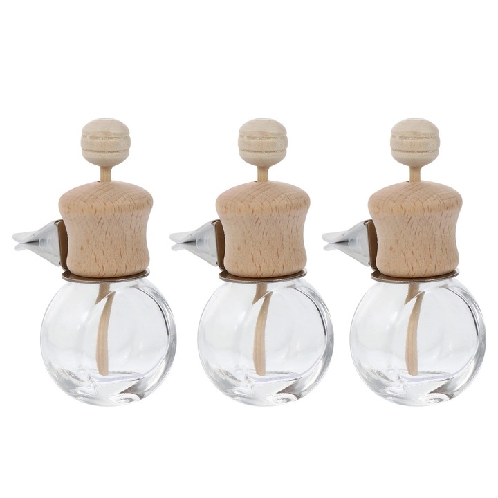 Set 3Pcs Difuzor Aromaterapie Ventilatie Auto, Capac Din Lemn, Multicolor, 6x3.3x2cm