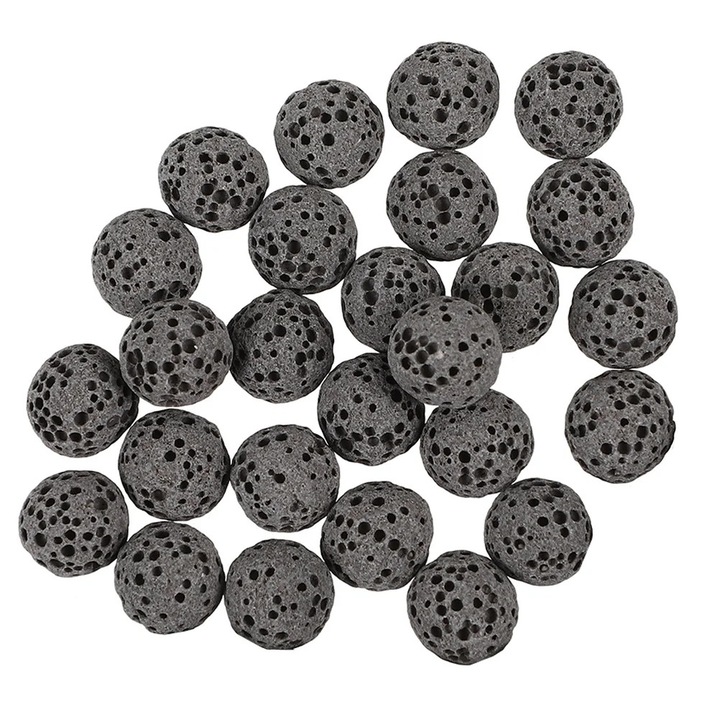 Difuzor aromaterapie din piatra vulcanica pentru masina, 1x1x1cm, negru, set 33 bucati