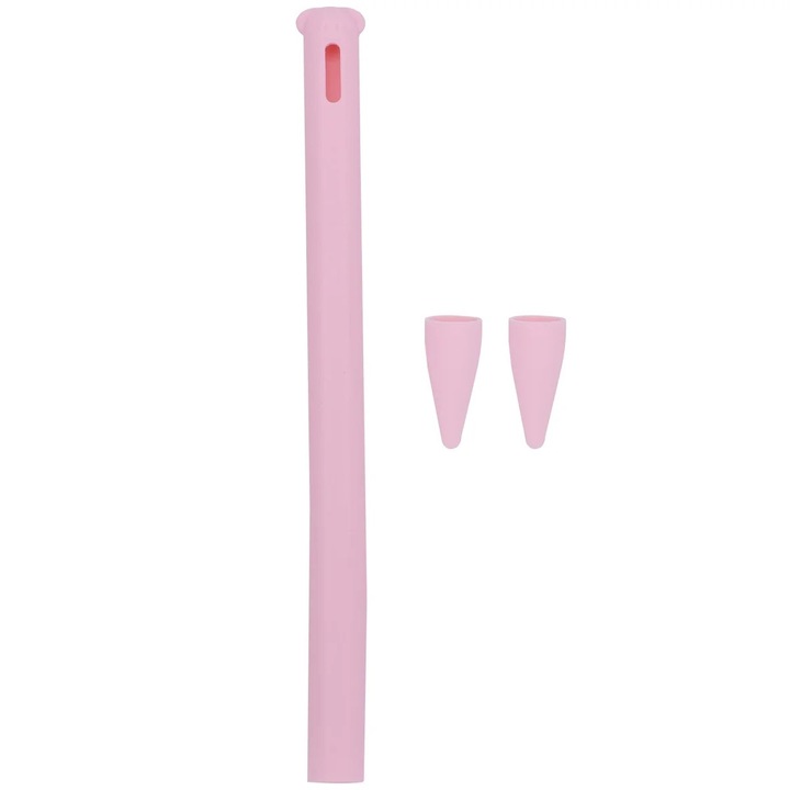 Husa de protectie din gel de silice pentru Apple Pencil 2, design nas de porc, roz, 14x1x1cm
