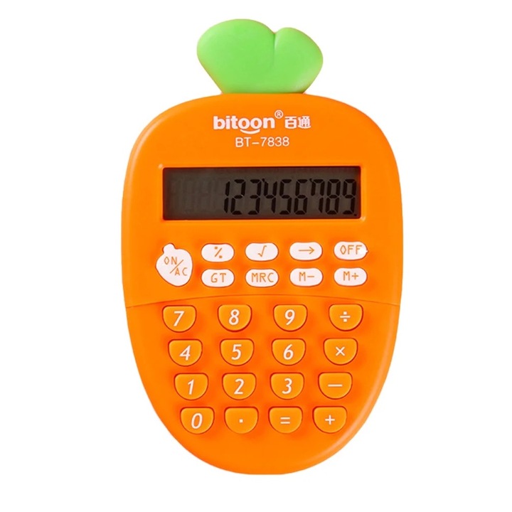 Calculator portabil, 12 cifre, portocalie, 14x8x1cm, pentru birou si acasa