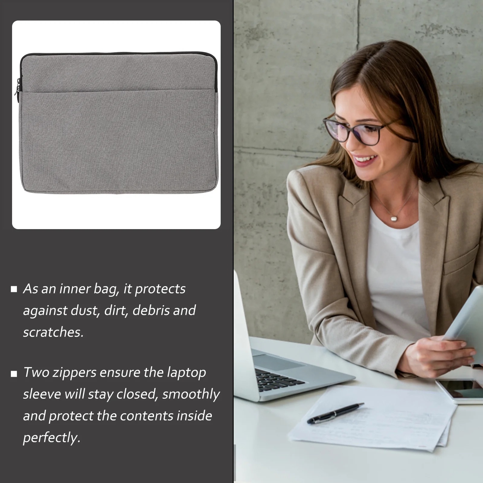 Husa laptop 15.6 inch, gri, material Oxford, 40x27.5x3cm