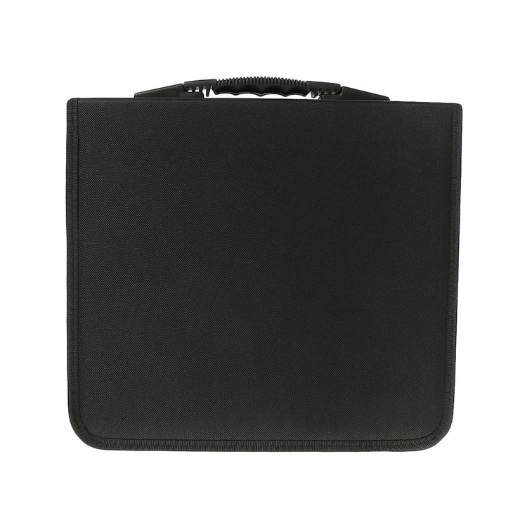 YANYXR BCS3244785 CD/DVD rendszerező tok, 320 lemez kapacitás, PU és textil anyagból, fekete, 38x36x7.5 cm
