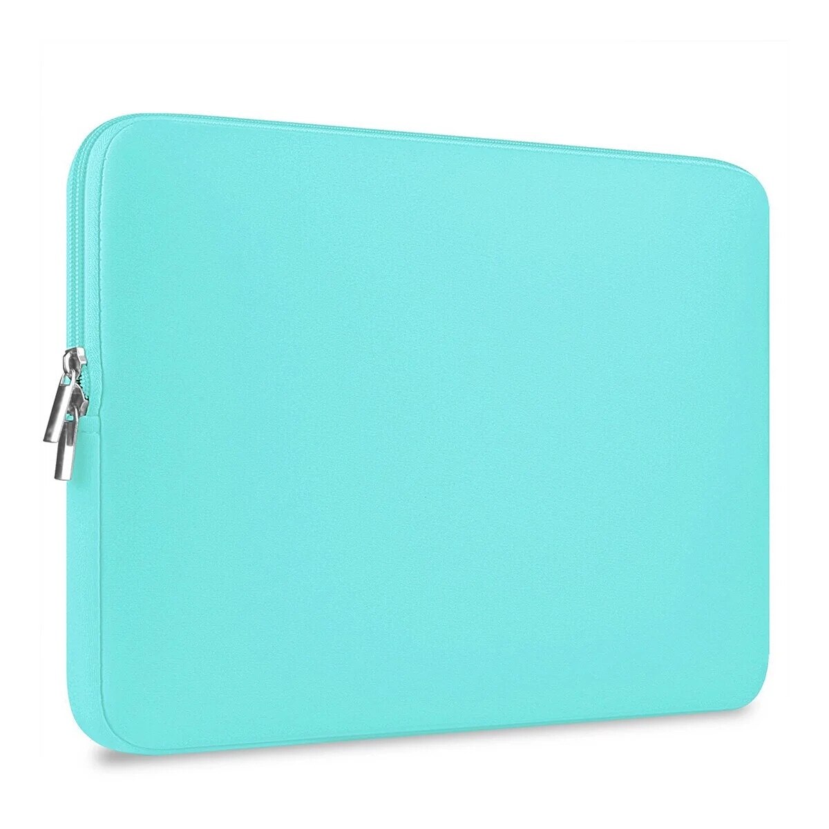 Husa laptop, verde, neopren, 34x25x1.5cm, design slim cu fermoar dublu