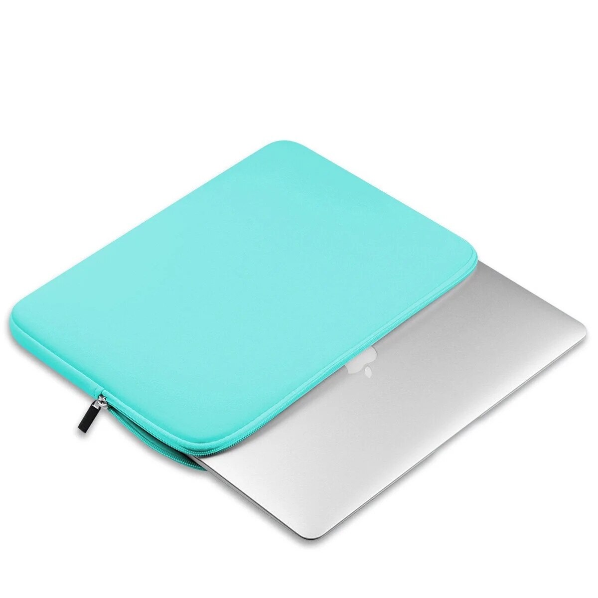 Husa laptop, verde, neopren, 34x25x1.5cm, design slim cu fermoar dublu