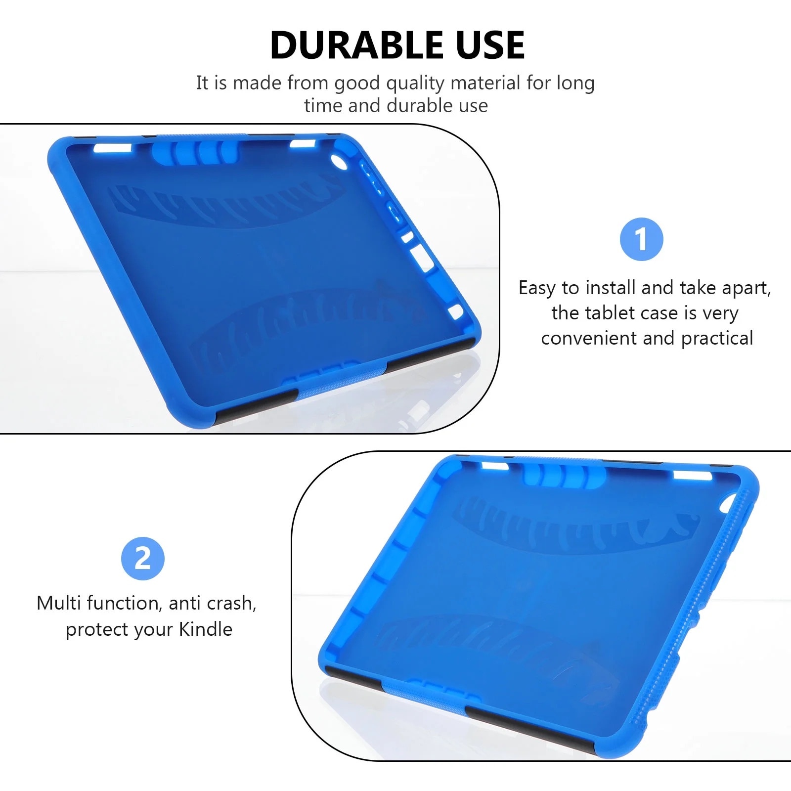 Husa tableta, albastra, 21x14x0.5cm, din silicon si PC, cu suport invizibil