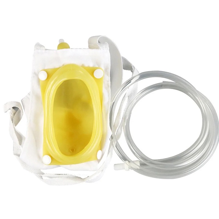 Sac de drenaj urinar pentru femei, 1000ml, latex, 10x6x5cm, alb/galben
