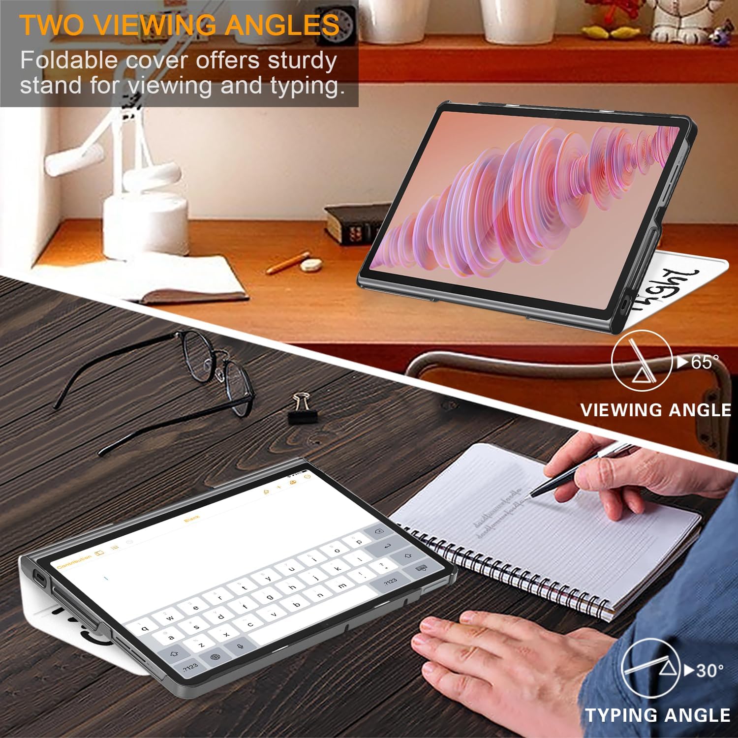 Husa pentru Lenovo Tab Plus (TB351FU) 11.5 inch 2024, Carcasa protectoare subtire cu suport si functie de trezire/dormire automata, Pisica Lenesa