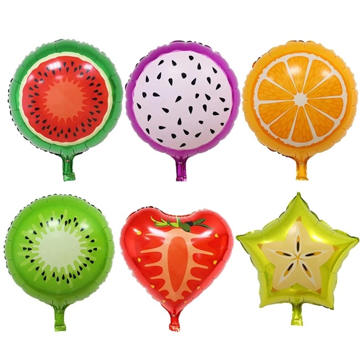 Set 12 Baloane Folie Fructe 18 Inch pentru Petrecere, Multicolor