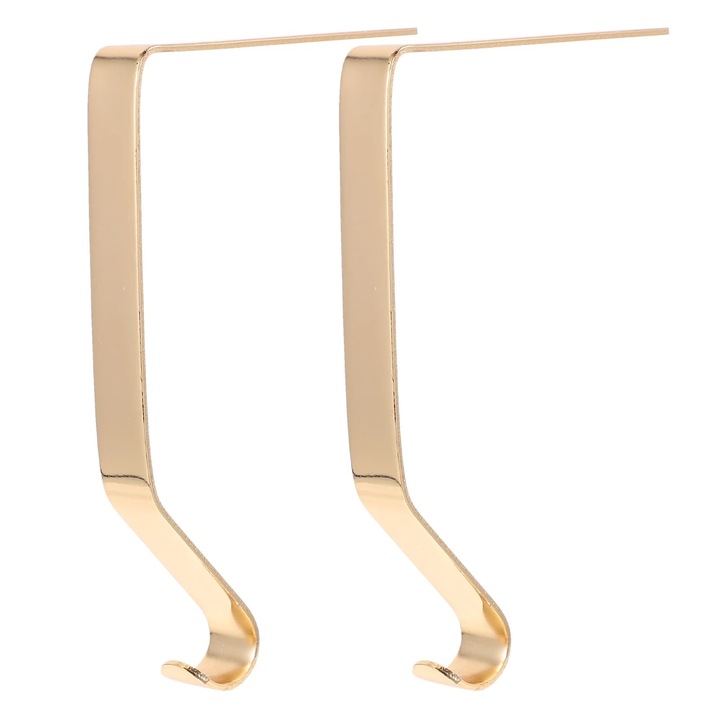 Cuiere metalice pentru sosete de Craciun, set de 2, aurii, 16x10.5x1.6cm