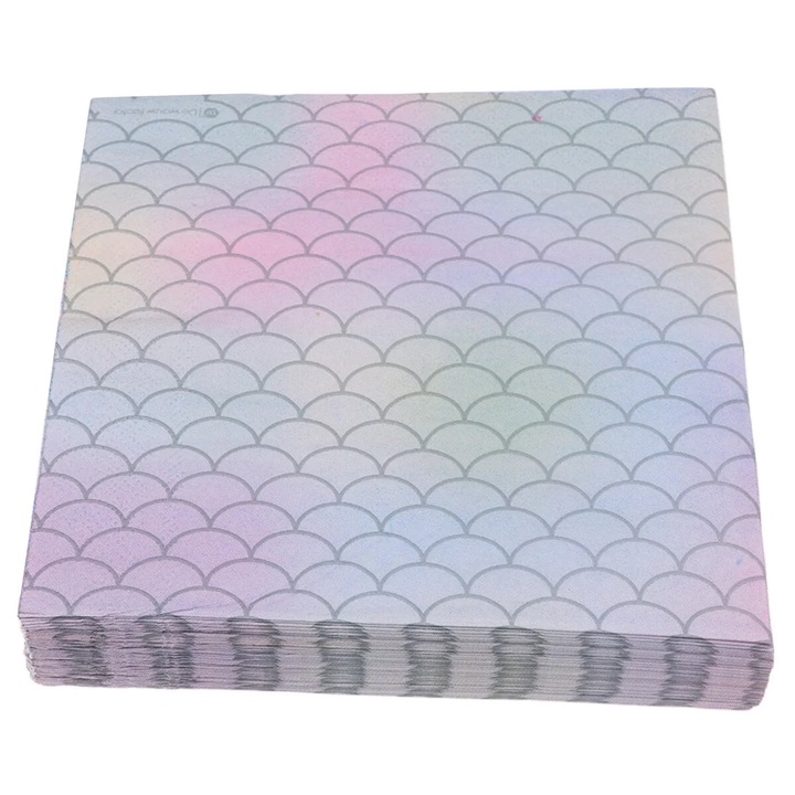Set 50 prosoape de hartie multicolore, design tematic sirena, 33x33cm