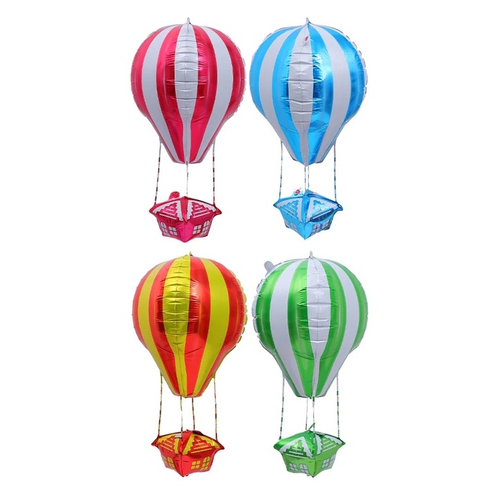 Baloane cu forma de aerostat, set, aluminiu, multicolor, 70x27.5cm