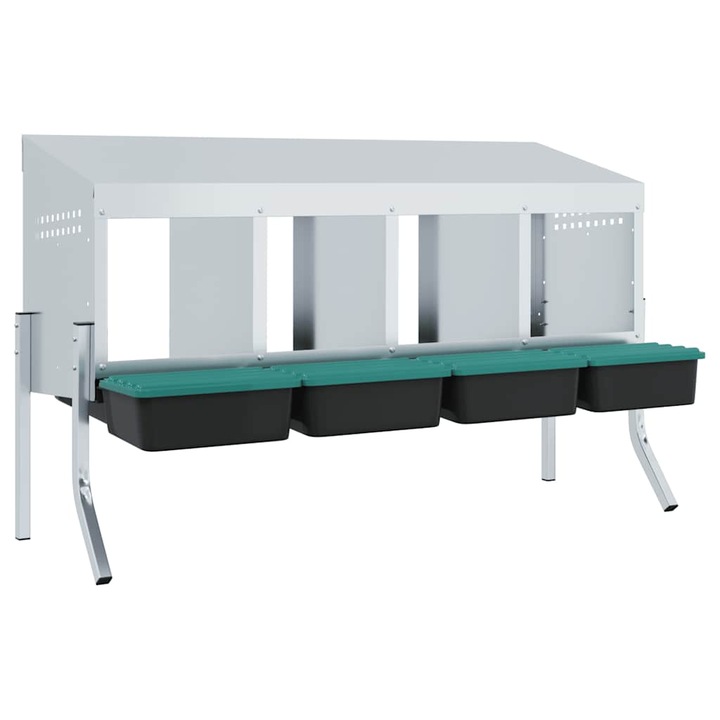 vidaXL horganyzott acél csirke fészekrakó doboz 4 rekeszes lábakkal 4104897