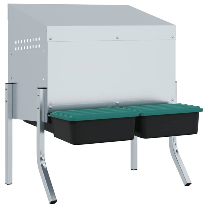 vidaXL horganyzott acél csirke fészekrakó doboz 2 rekeszes lábakkal 4104903