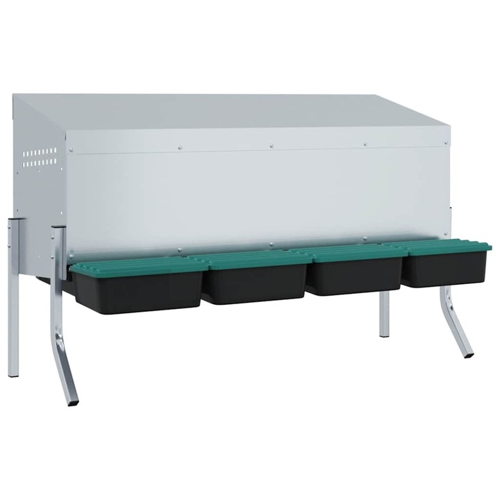 vidaXL horganyzott acél csirke fészekrakó doboz 4 rekeszes lábakkal 4104905