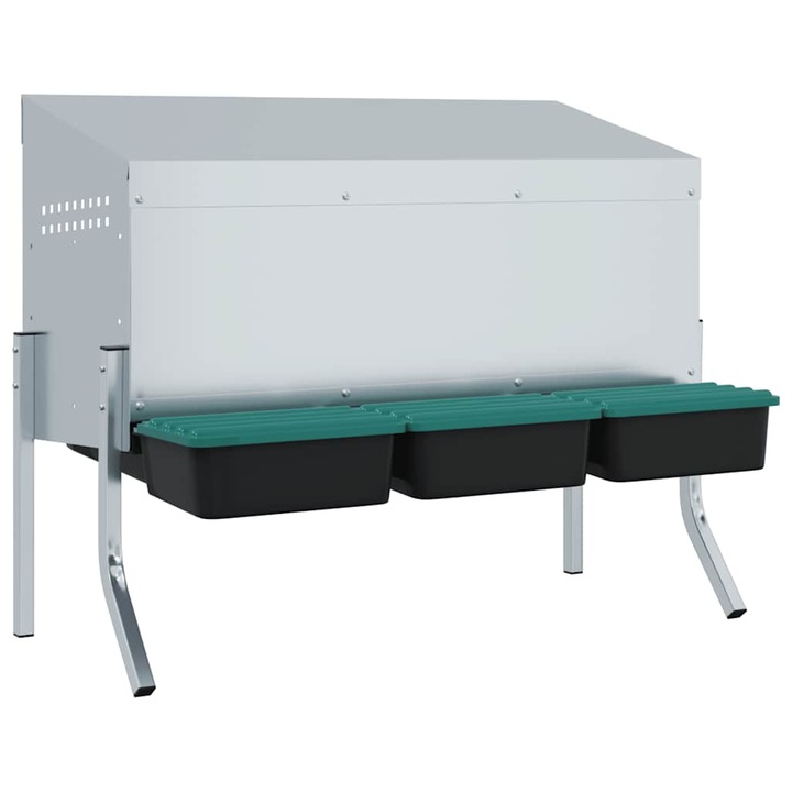 vidaXL horganyzott acél csirke fészekrakó doboz 3 rekeszes lábakkal 4104904