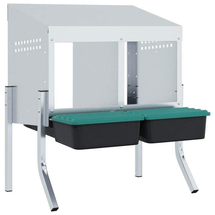 vidaXL horganyzott acél csirke fészekrakó doboz 2 rekeszes lábakkal 4104895