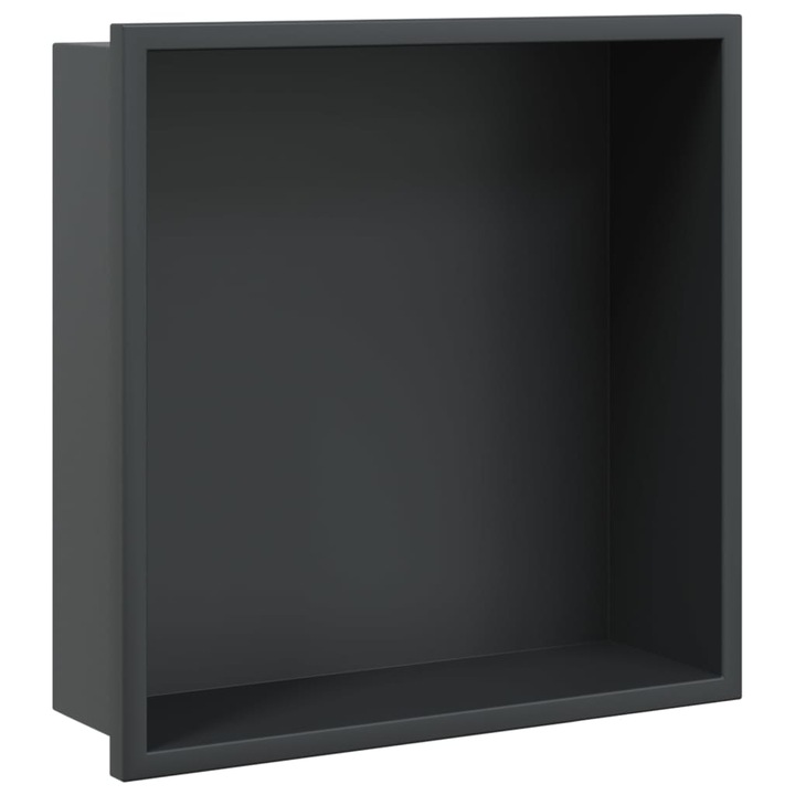 VidaXL matt fekete rozsdamentes acél zuhanypolc 32 x 32 x 9 cm 4005126