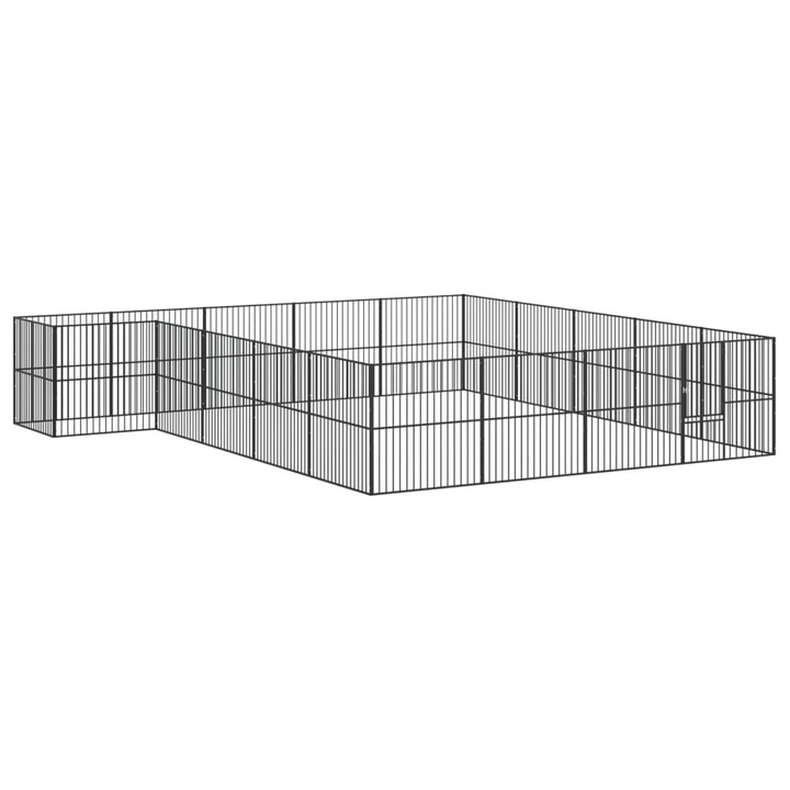 vidaXL 20 paneles fekete porszórt acél kutyajáróka 3209560