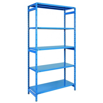 Raft metalic albastru, 100 kg/polita, 180 x 100 x 40 cm, 5 polite, montaj cu cleme Raft metalic albastru, 100 kg/polita, 180 x 100 x 40 cm, 5 polite, montaj cu cleme