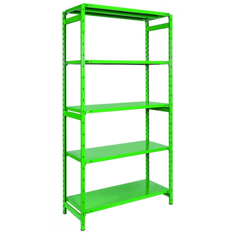 Raft metalic verde, 100 kg/polita, 180 x 100 x 40 cm, 5 polite, montaj cu cleme