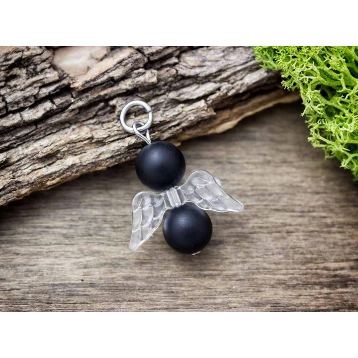 Висулка ангел от минерален оникс матов