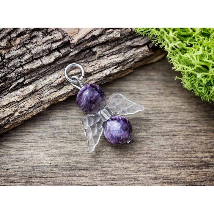 Мощен ангелски медальон от минерал халкоит