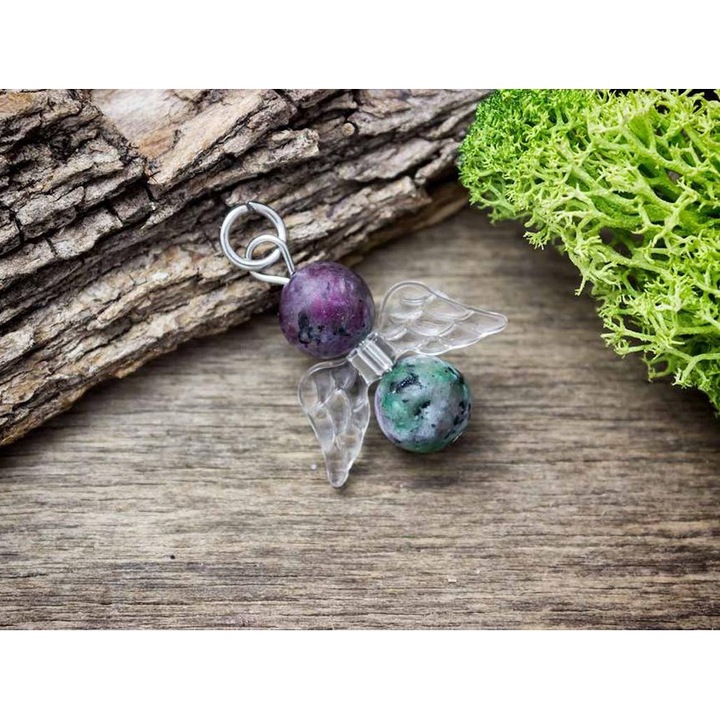 Висулка с минерал рубин-цоизит, ангел на освобождението