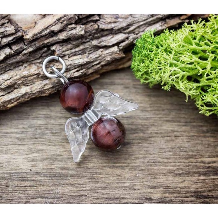 Весела висулка с минерали във формата на котешко око и ангел