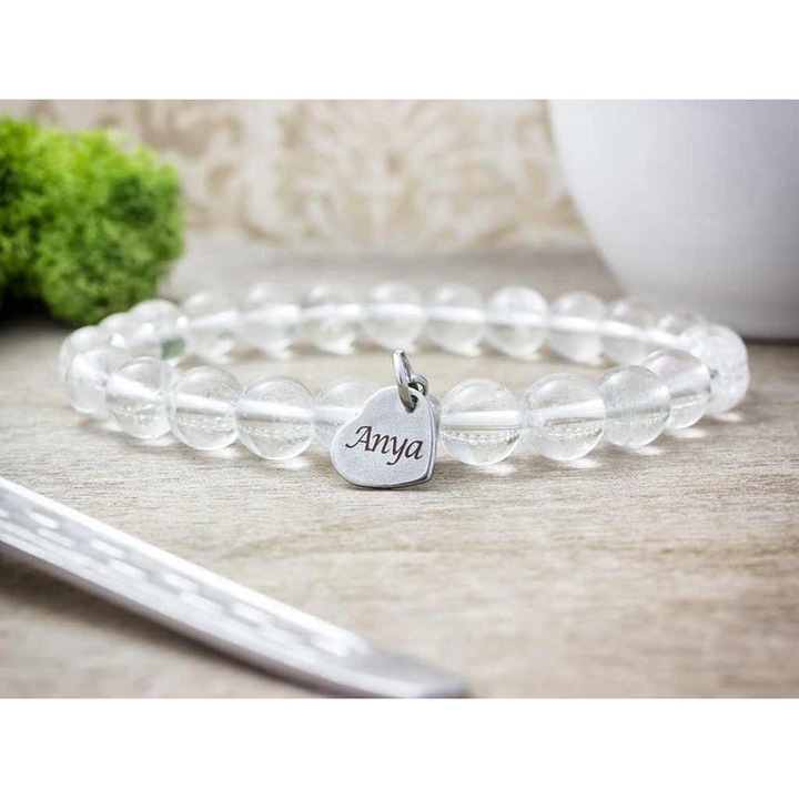 Гривна с минерали от планински кристал „Обичам те, мамо“