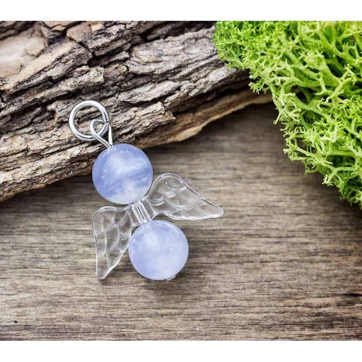 Висулка с минерал „Ангел на живота“ от халцедон