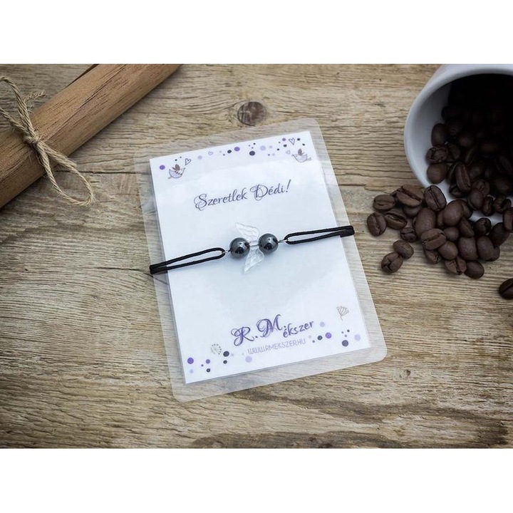 Bratara Dedi cu inger hematit, te iubesc, R.M. ékszer