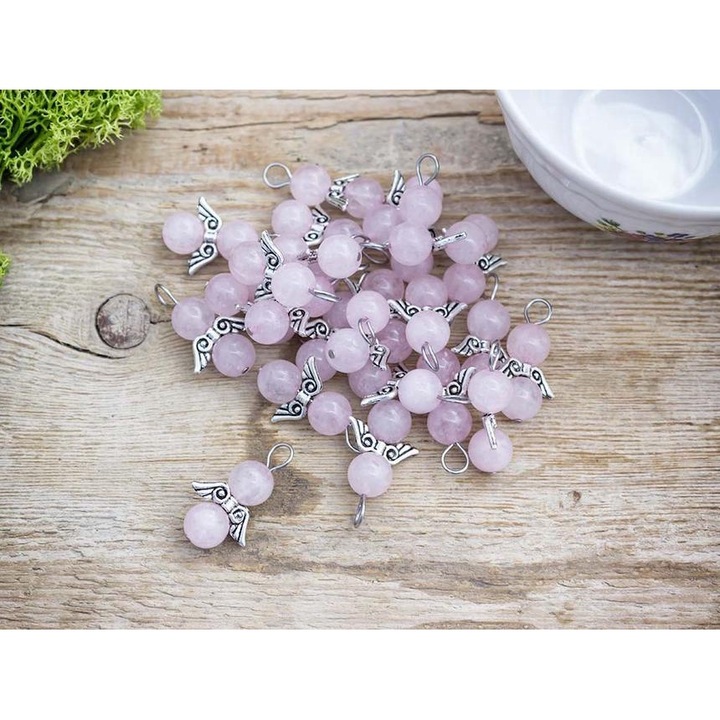 Висулка ангел от розов кварц, пакет от 25 dbos