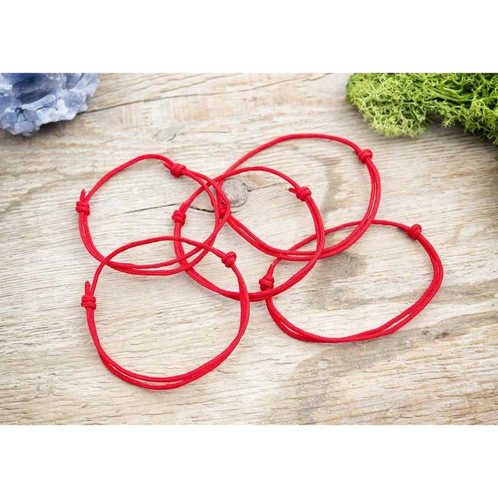 Kabbala védelmező vörös microcord karkötő 5 dbos csomag