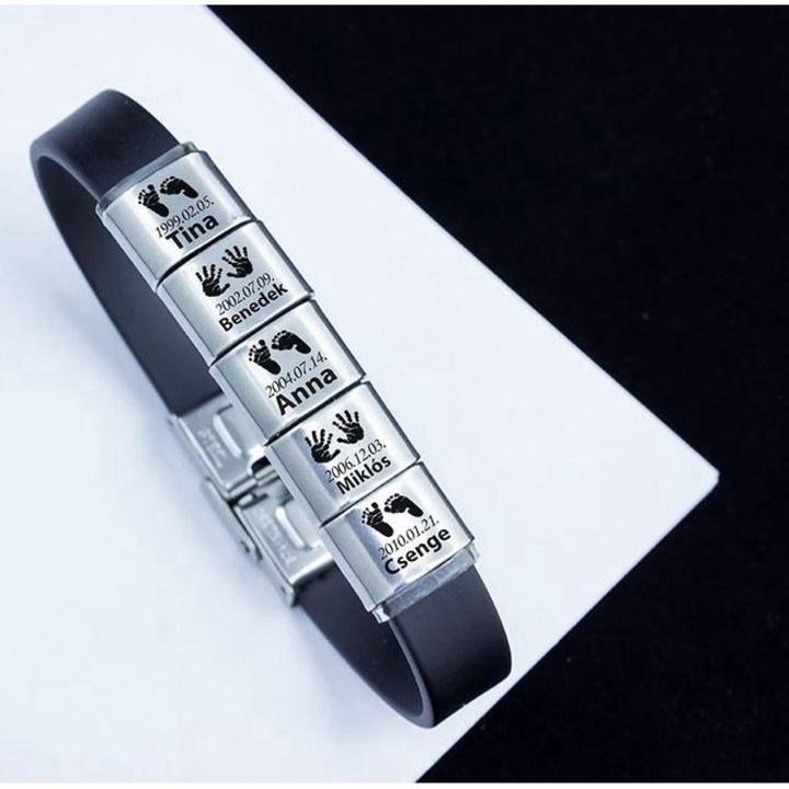 Bratara de cauciuc MoMents cu 5 pandantive unice, amprentele vietii noastre