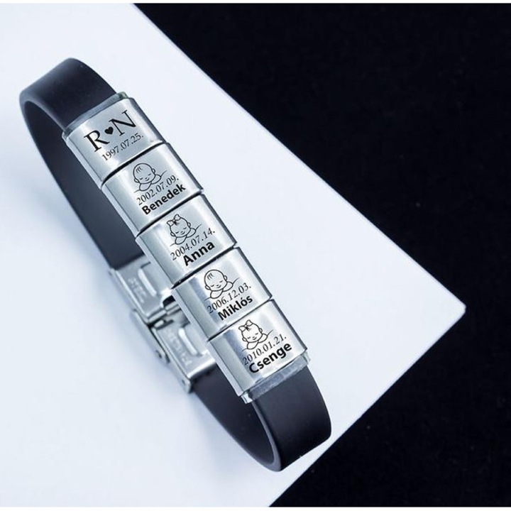 Bratara de cauciuc Our Life Together MoMents cu 5 pandantive unice