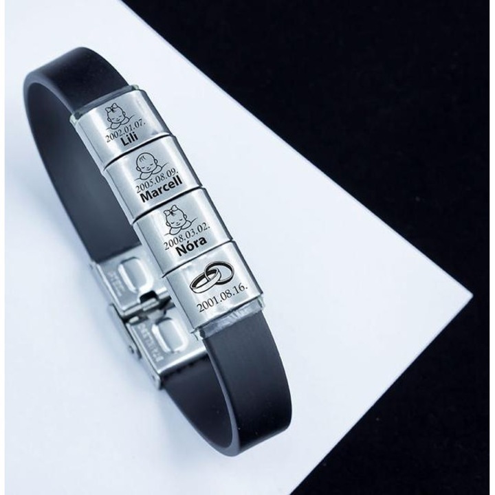 Bratara de cauciuc „Viata noastra impreuna” MoMents cu 4 pandantive unice