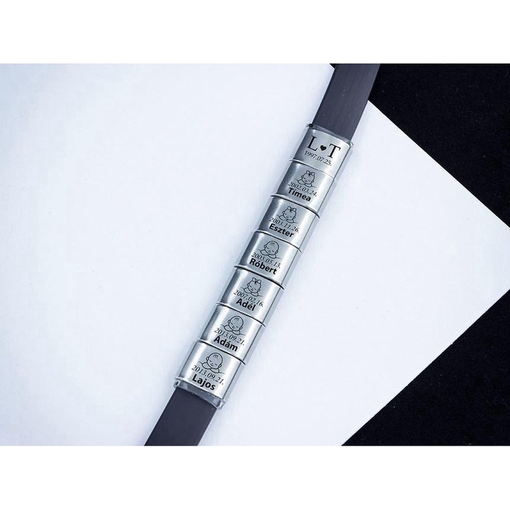 Bratara unica din cauciuc MoMents cu 7 pandantive